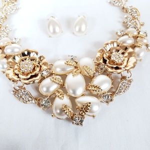 Gold Statement Necklace and Matching Earrings